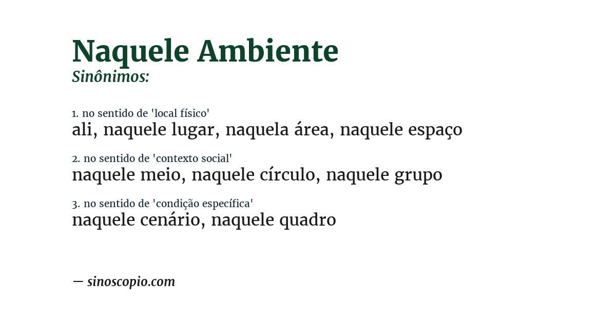 Sinônimo de naquele ambiente