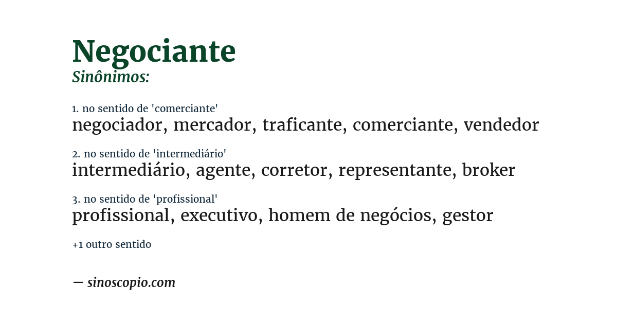 Sinônimo de negociante