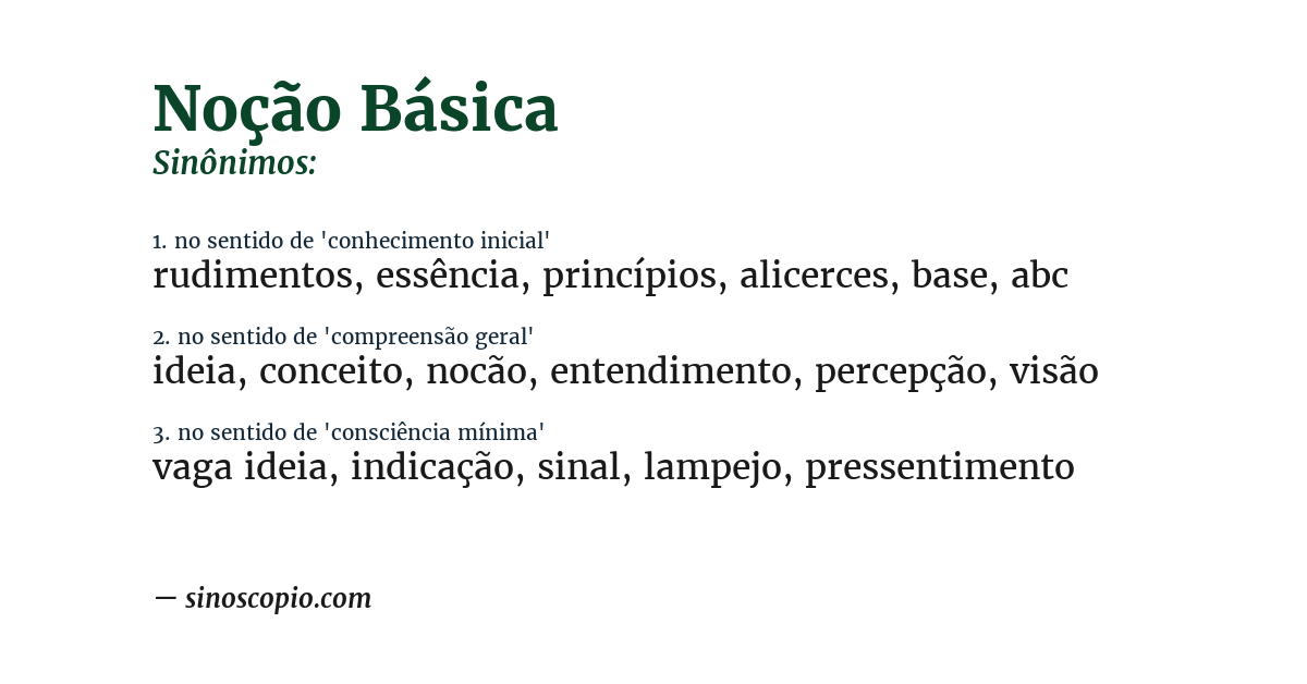 Sinônimo de noção básica