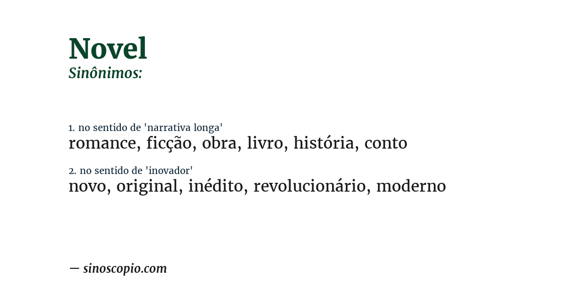Sinônimo de novel
