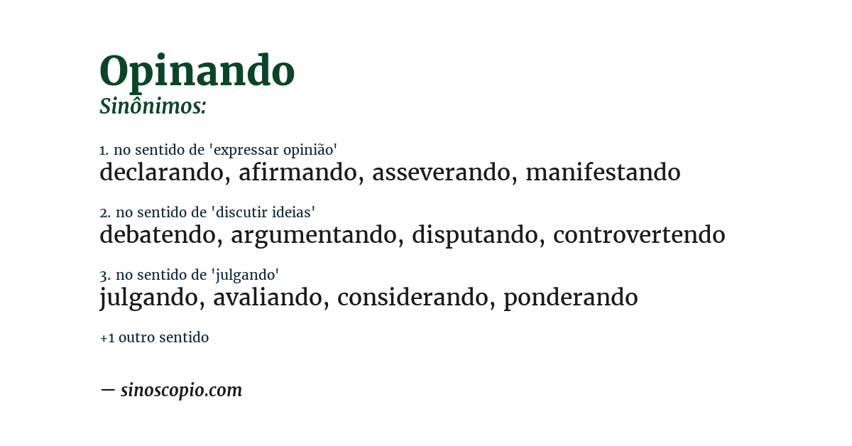 Sinônimo de opinando