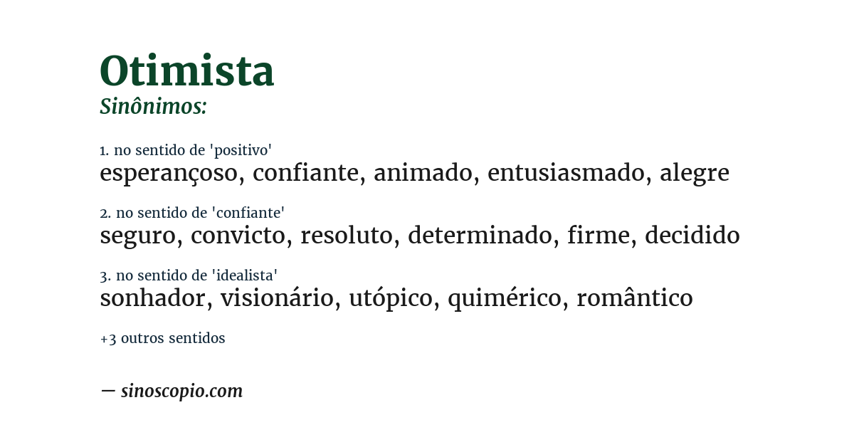 Sinônimo de otimista