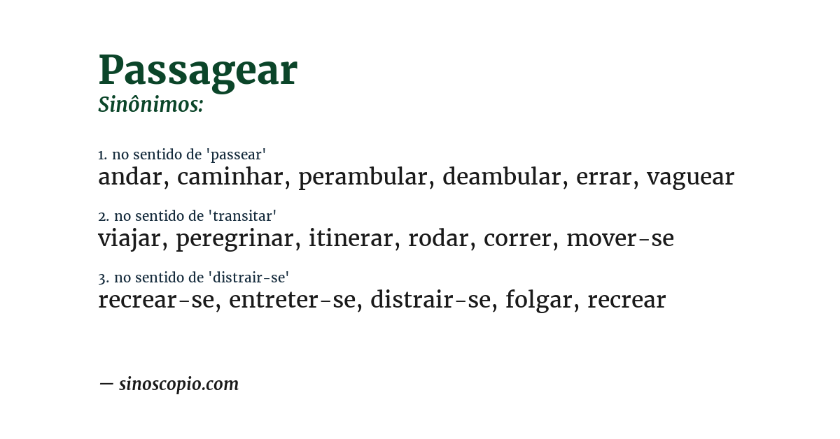 Sinônimo de passagear