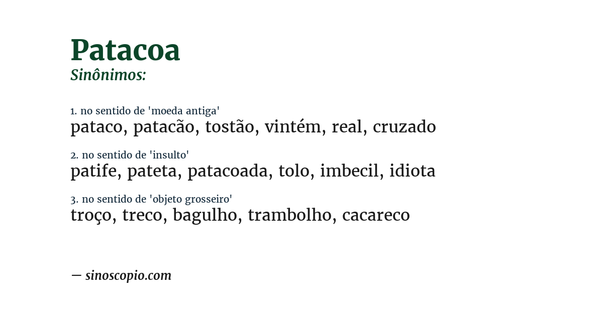 Sinônimo de patacoa