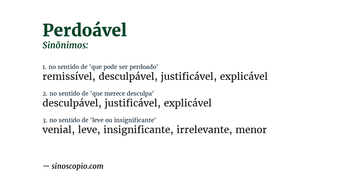 Sinônimo de perdoável