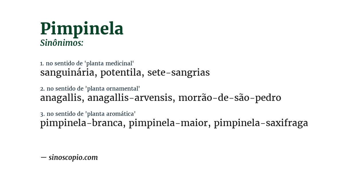 Sinônimo de pimpinela