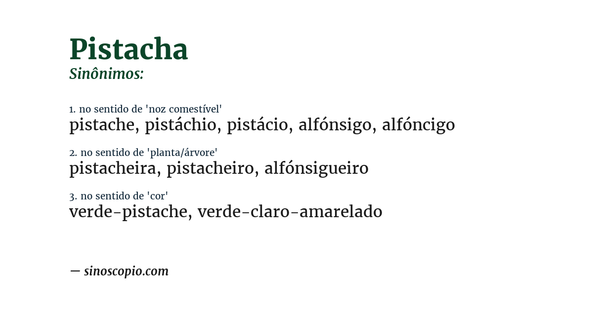 Sinônimo de pistacha