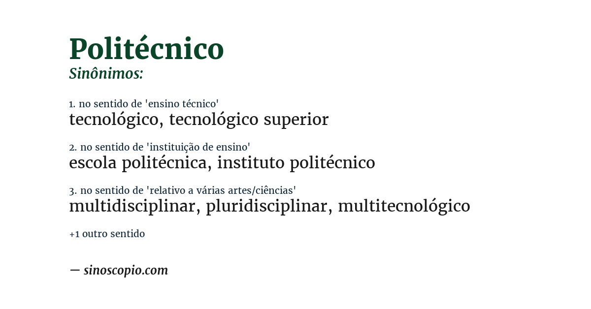 Sinônimo de politécnico