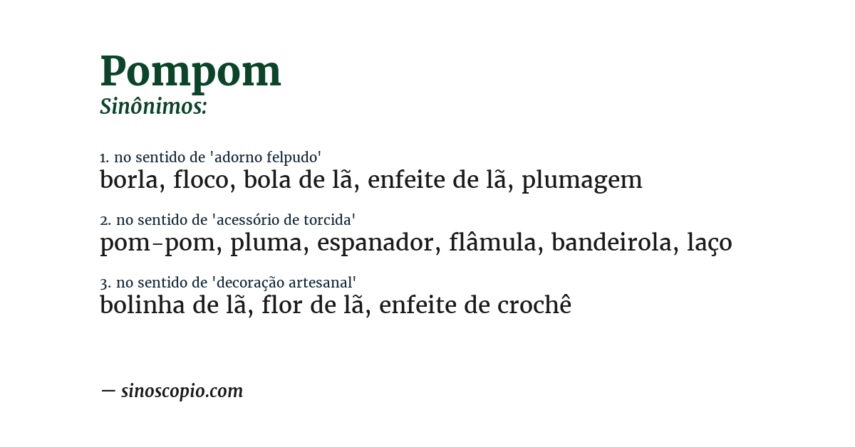 Sinônimo de pompom