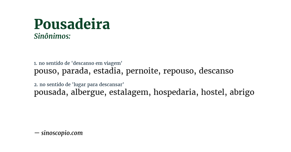 Sinônimo de pousadeira