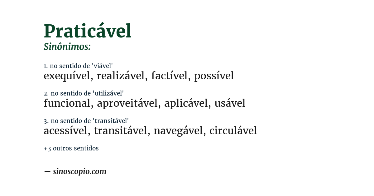 Sinônimo de praticável