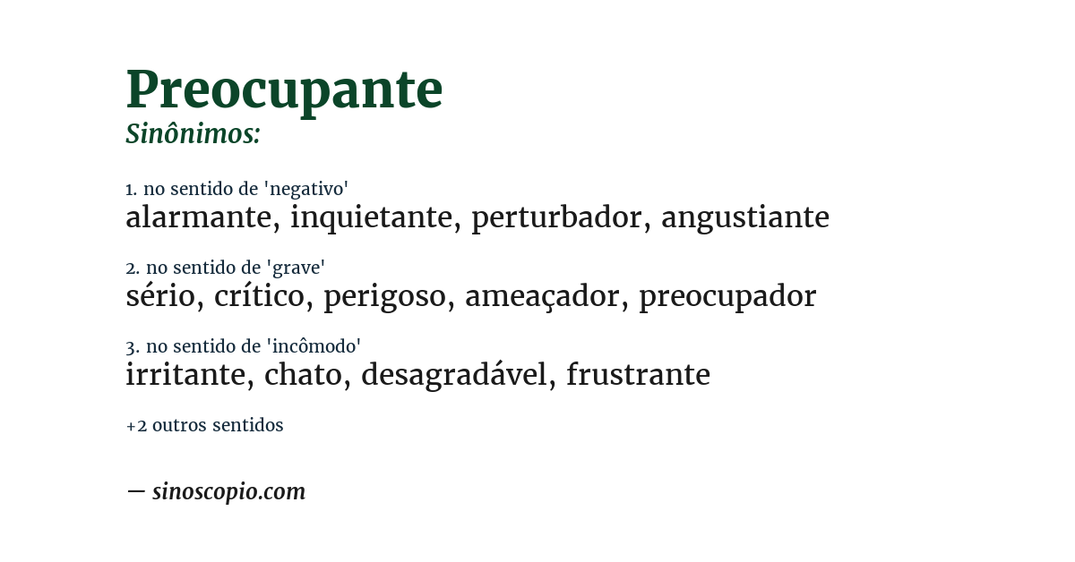 Sinônimo de preocupante