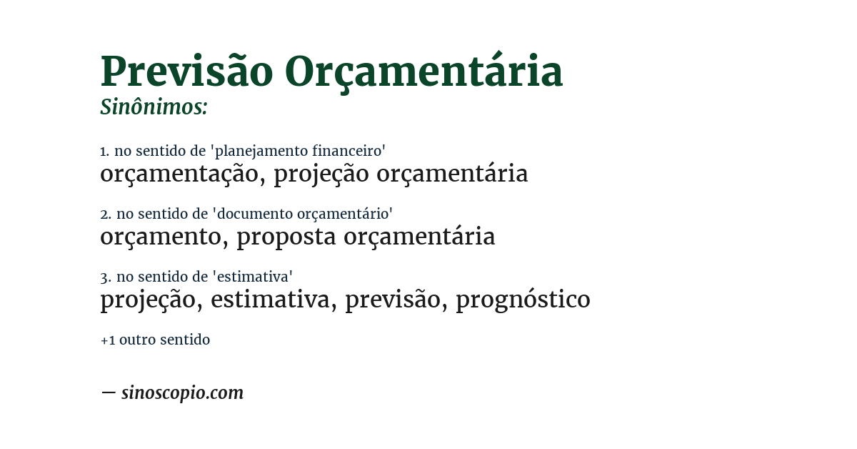 Sinônimo de previsão orçamentária