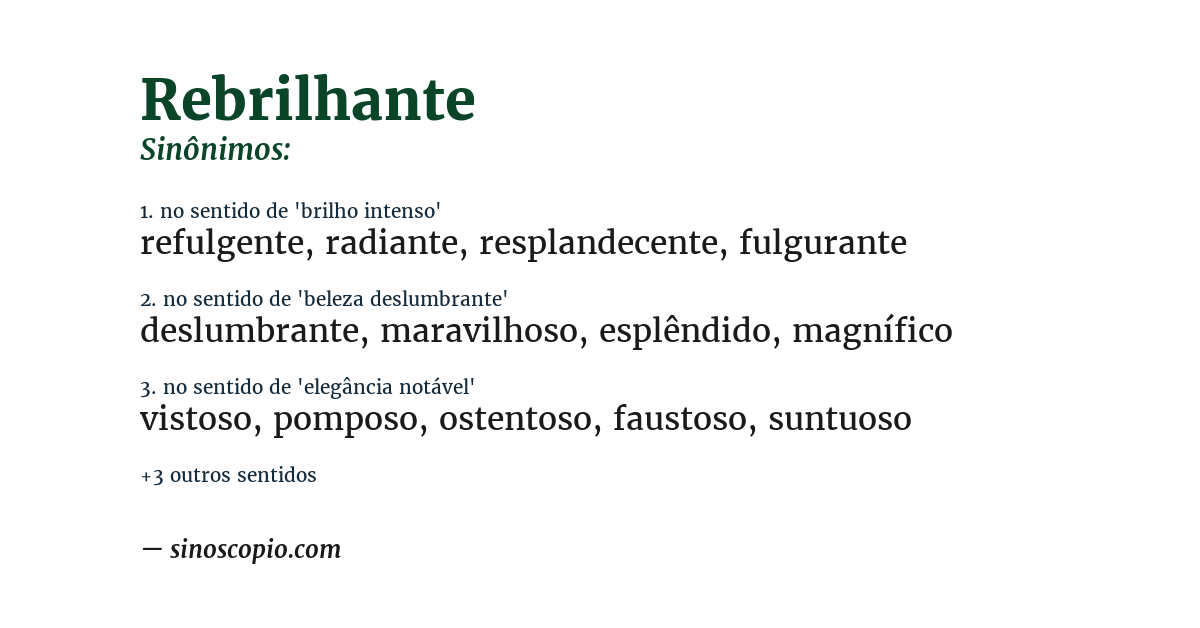 Sinônimo de rebrilhante