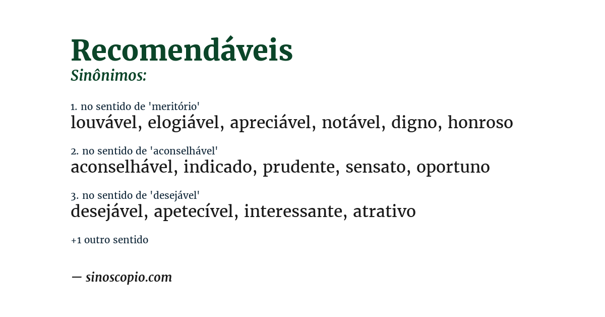 Sinônimo de recomendáveis