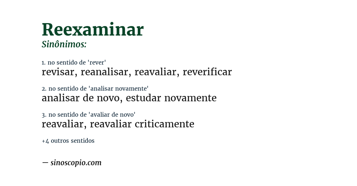 Sinônimo de reexaminar
