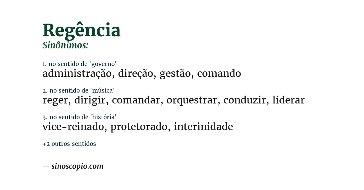 Sinônimo de regência