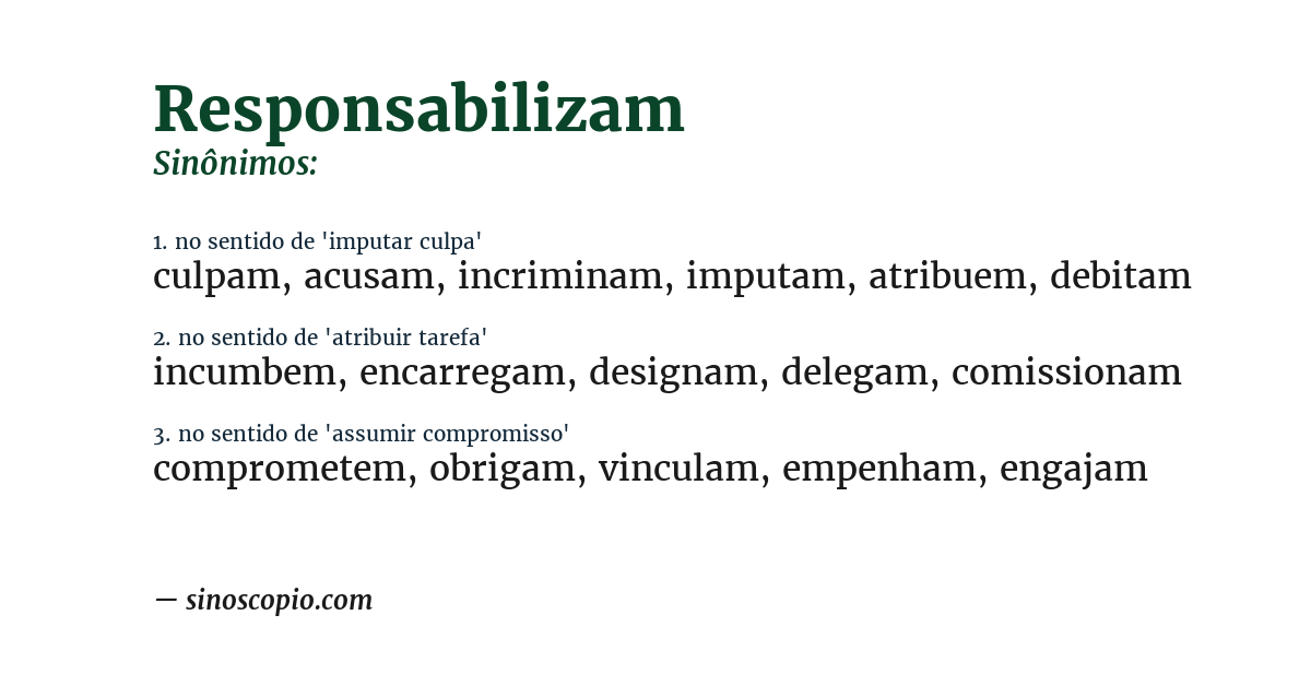 Sinônimo de responsabilizam