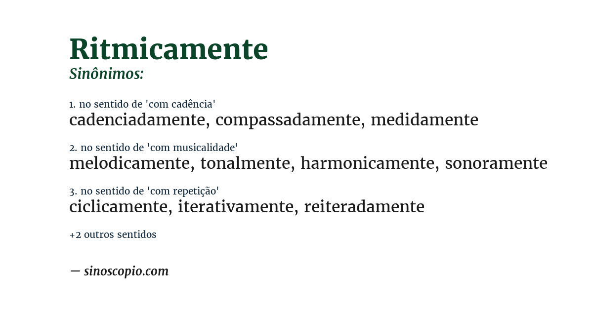 Sinônimo de ritmicamente