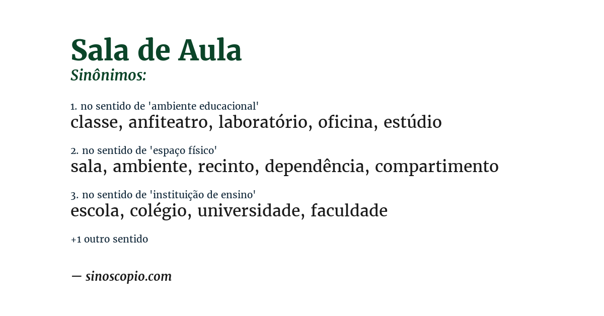 Sinônimo de sala de aula