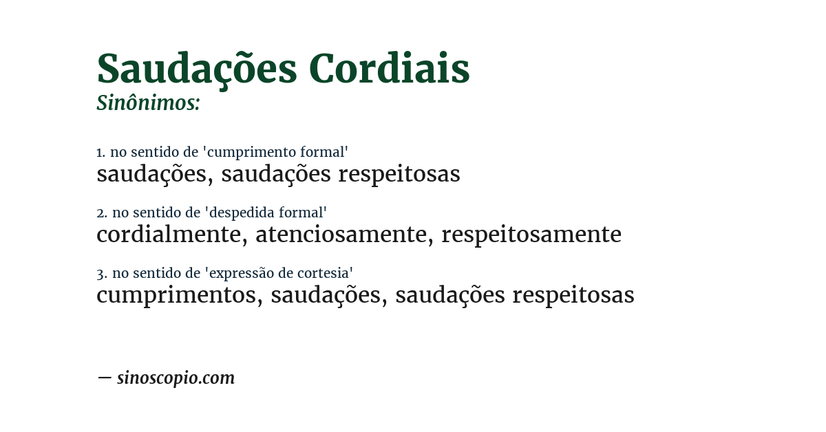 Sinônimo de saudações cordiais