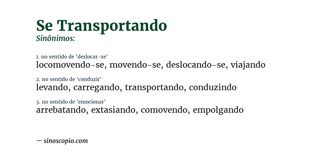 Sinônimo de se transportando