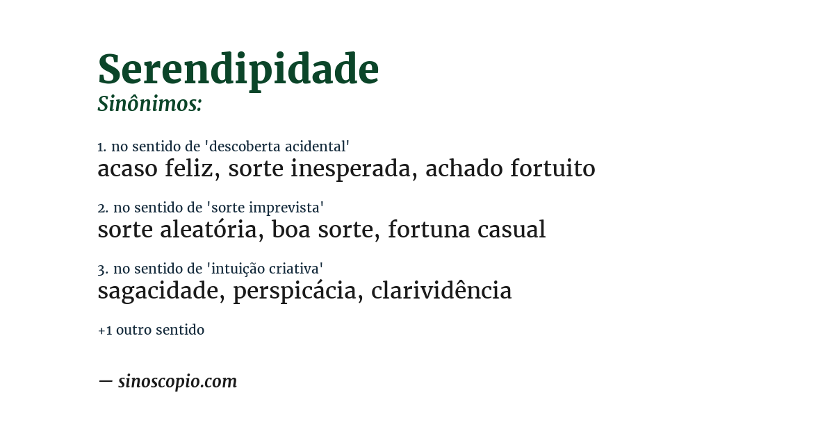 Sinônimo de serendipidade
