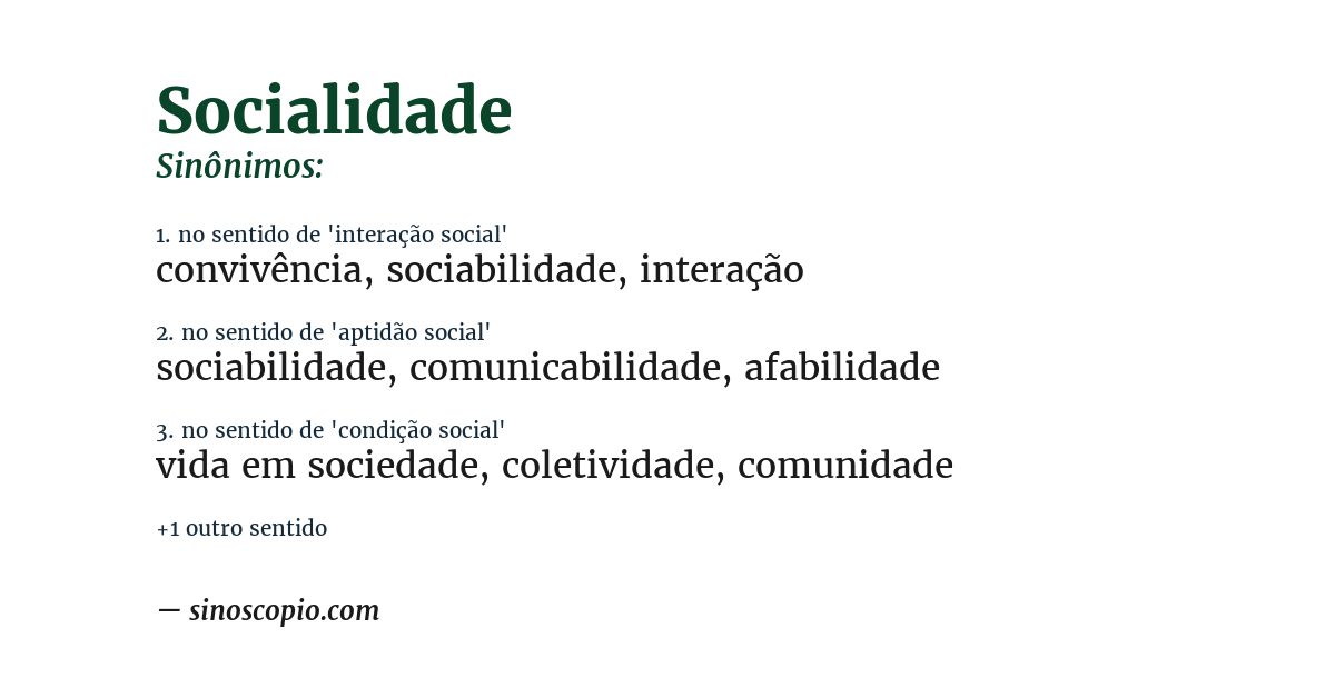 Sinônimo de socialidade