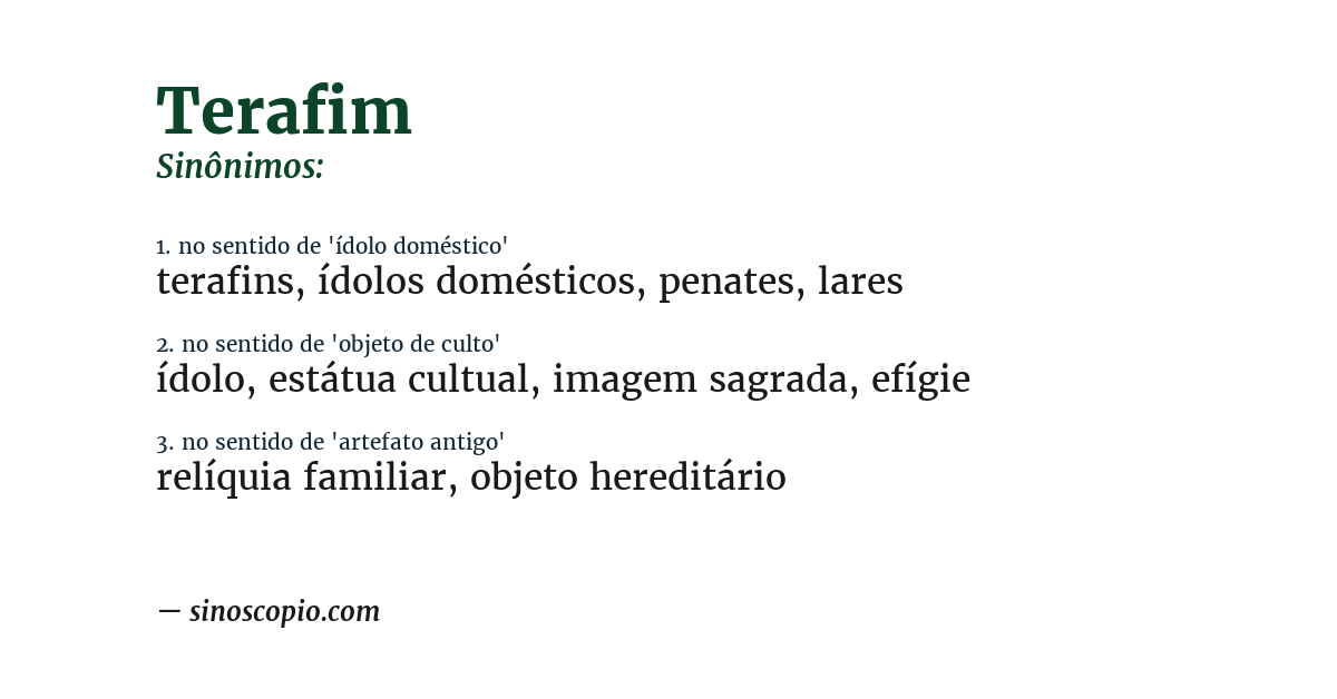 Sinônimo de terafim