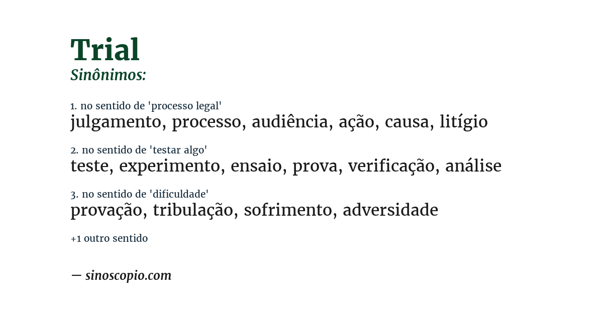 Sinônimo de trial