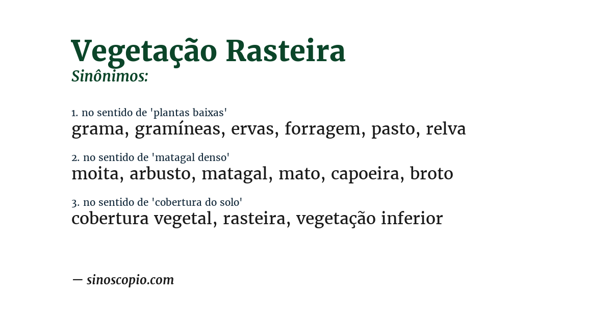 Sinônimo de vegetação rasteira