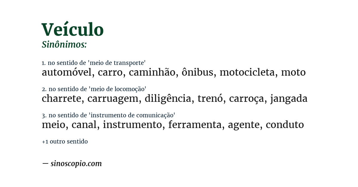 Sinônimo de veículo