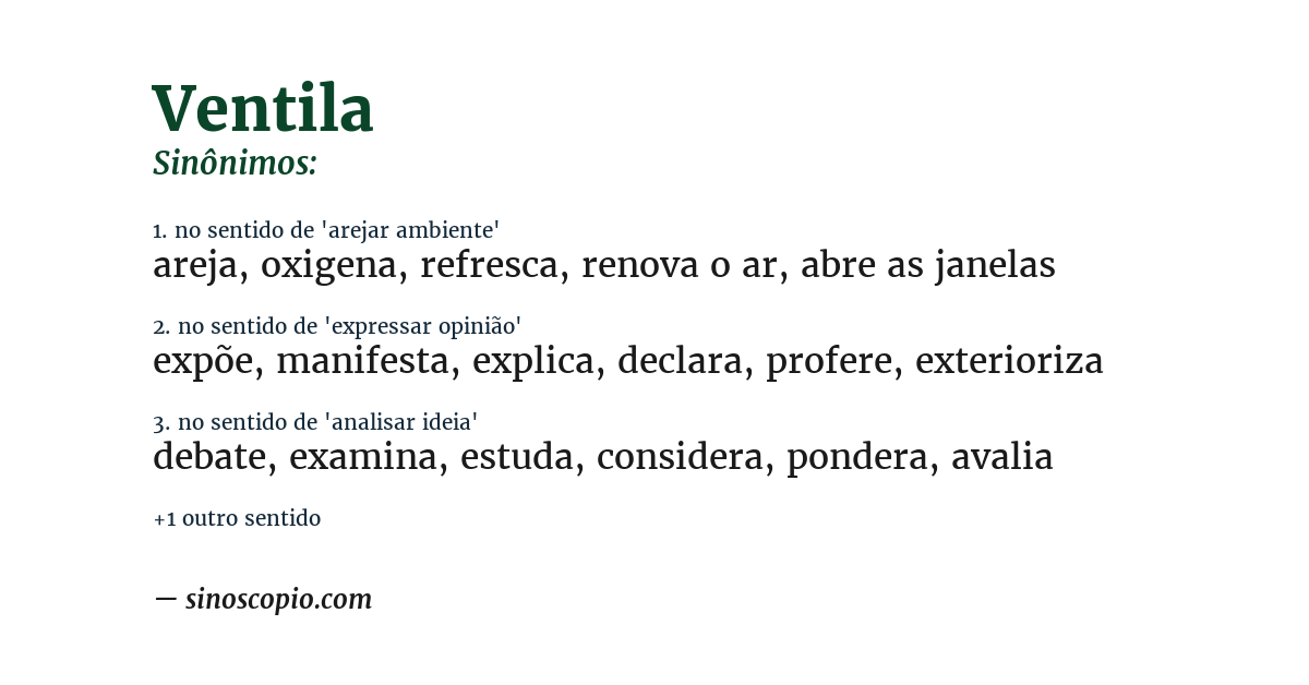 Sinônimo de ventila
