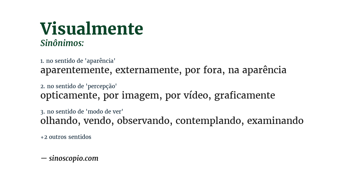 Sinônimo de visualmente