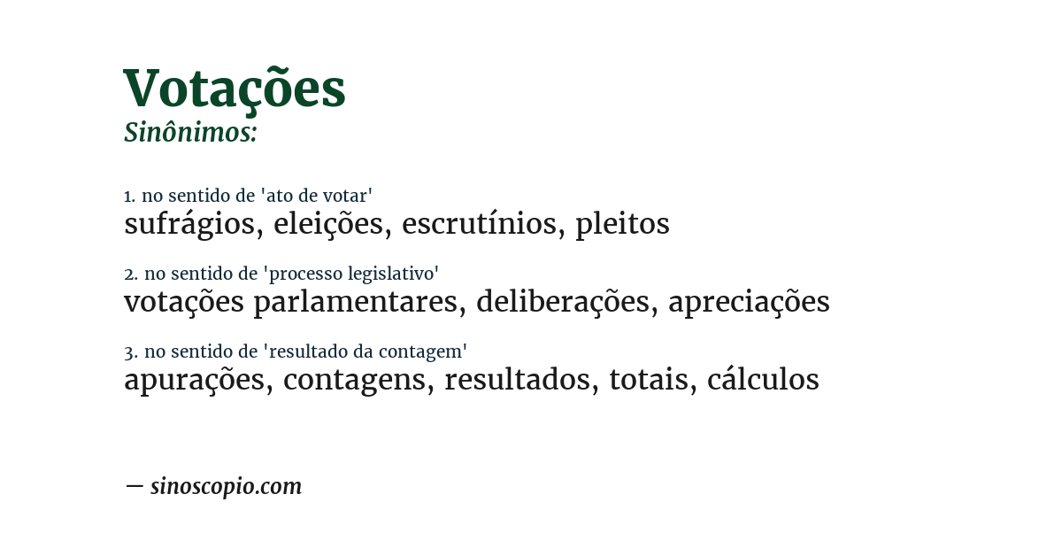 Sinônimo de votações