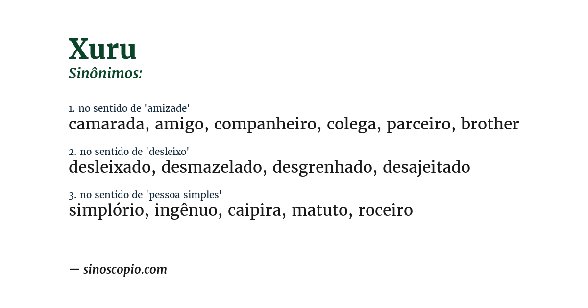 Sinônimo de xuru