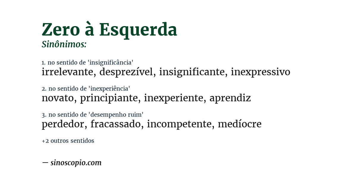 Sinônimo de zero à esquerda