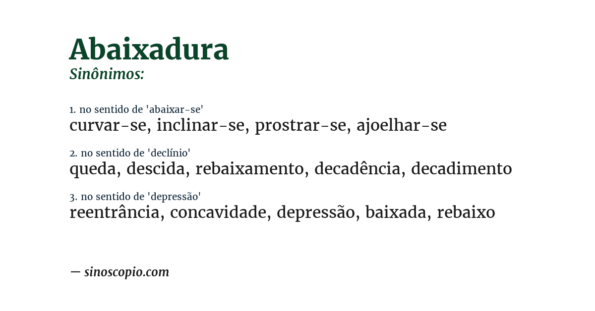 Sinônimo de abaixadura
