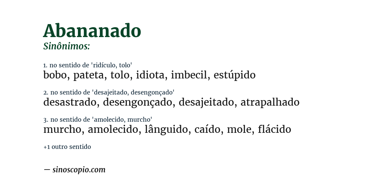 Sinônimo de abananado