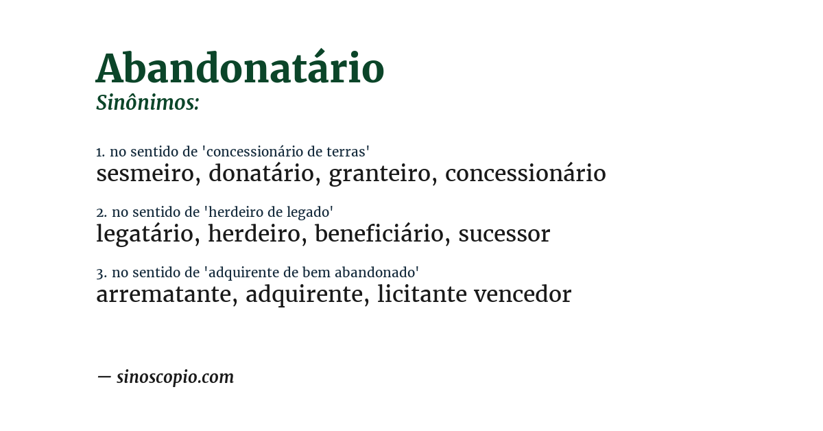 Sinônimo de abandonatário