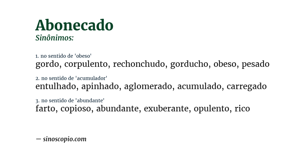 Sinônimo de abonecado