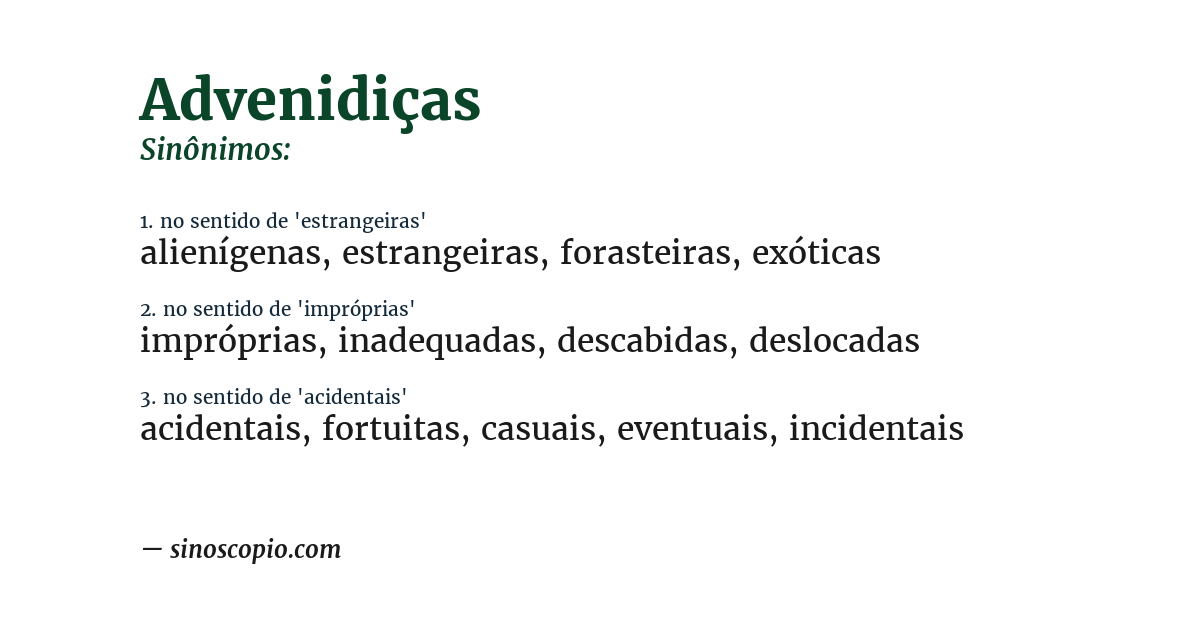 Sinônimo de advenidiças