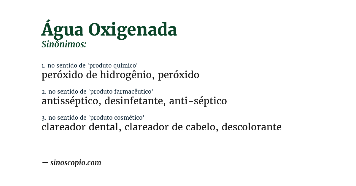 Sinônimo de água oxigenada