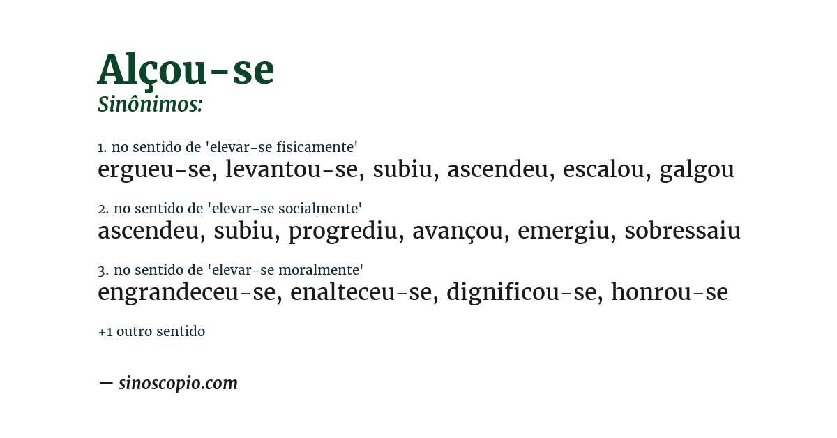 Sinônimo de alçou-se