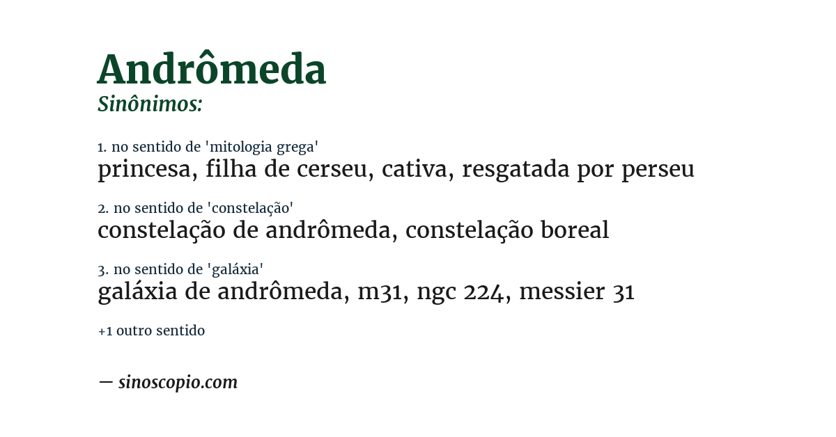 Sinônimo de andrômeda