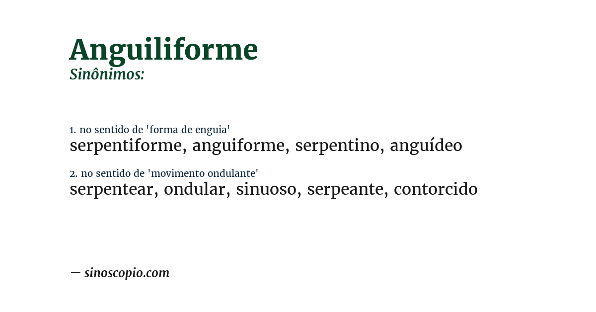Sinônimo de anguiliforme