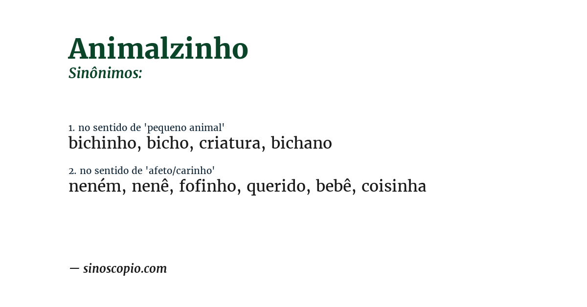 Sinônimo de animalzinho