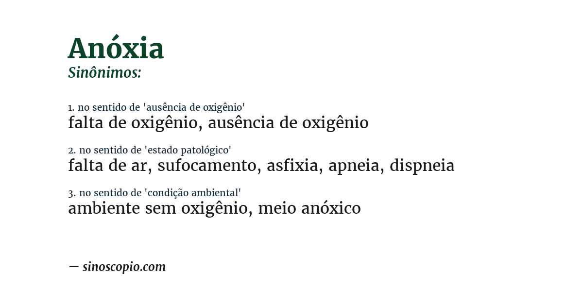 Sinônimo de anóxia