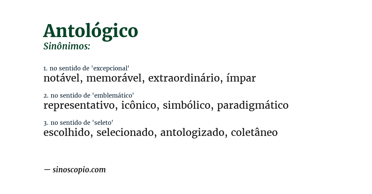 Sinônimo de antológico