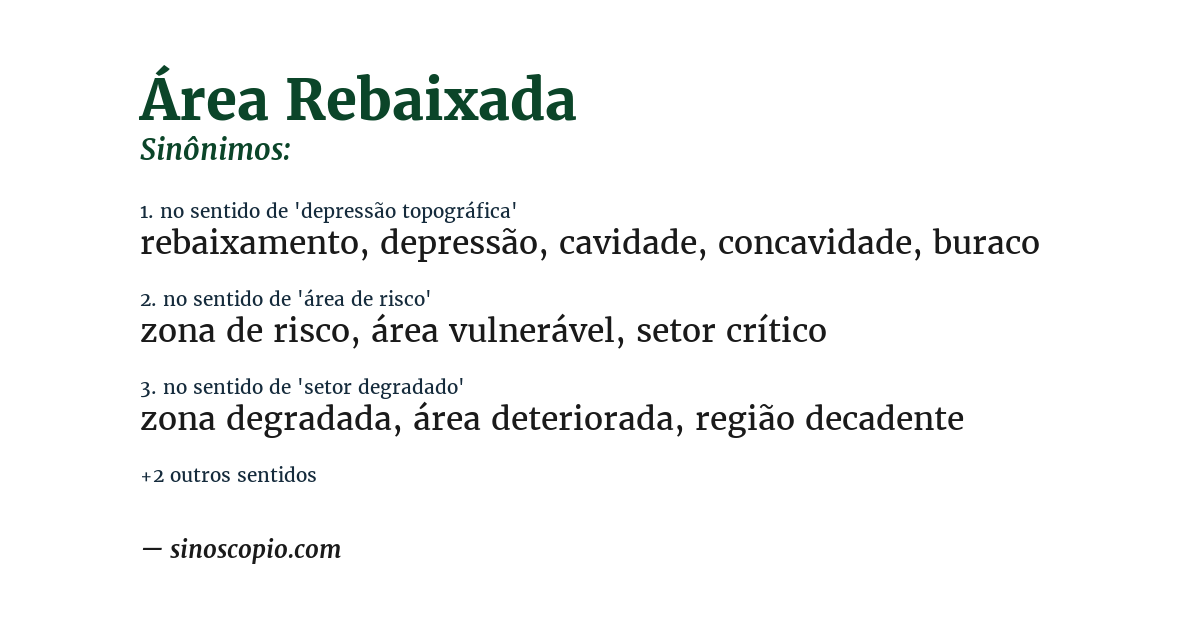 Sinônimo de área rebaixada